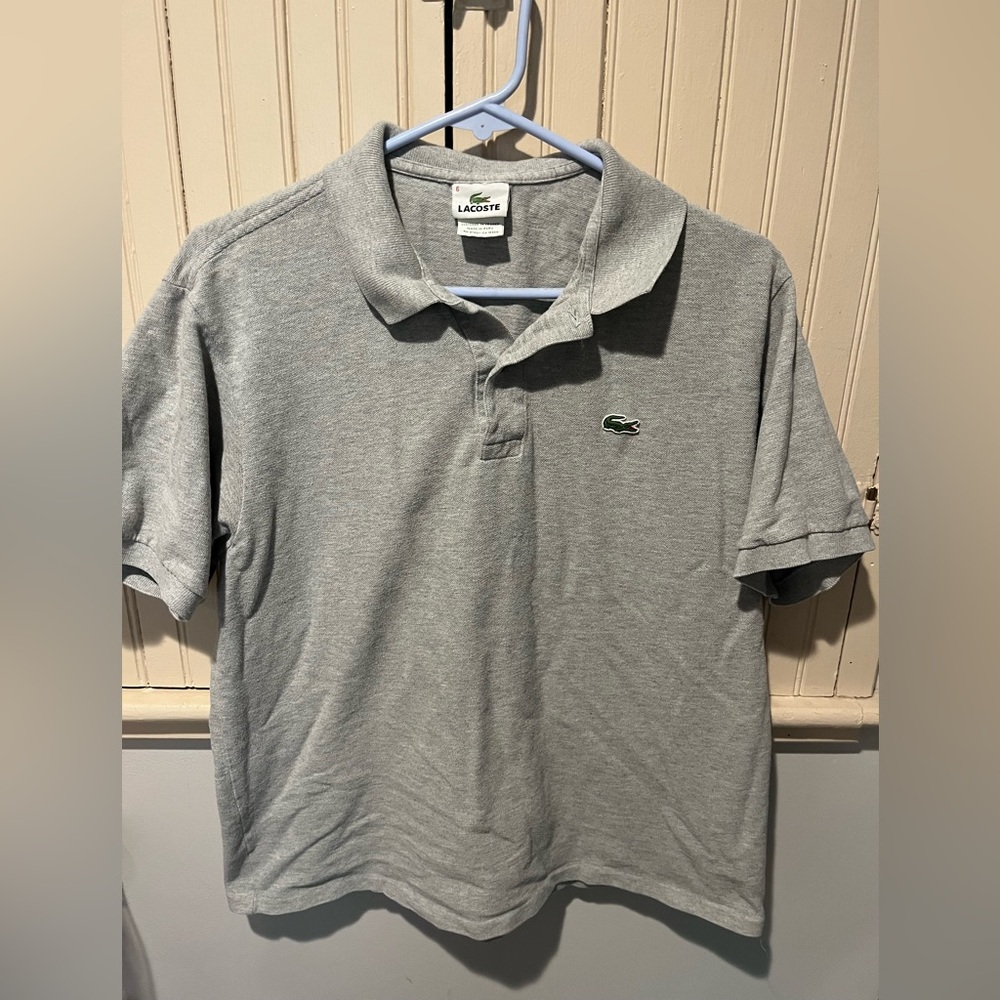 Lacoste Men's 6 Heather Gray Polo Shirt Short Sleeve Cotton